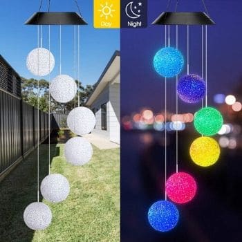 AceList Color Changing Solar Power Wind Chime