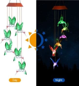 Hummingbird PATHONOR Color Changing Solar Wind Chime