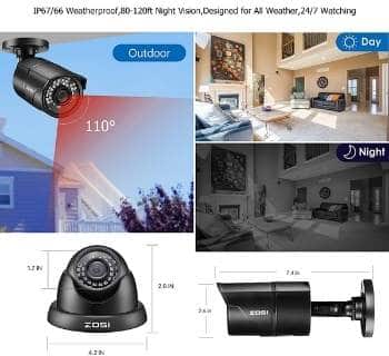 ZOSI 5MP H.265+ Poe Security Camera Systems